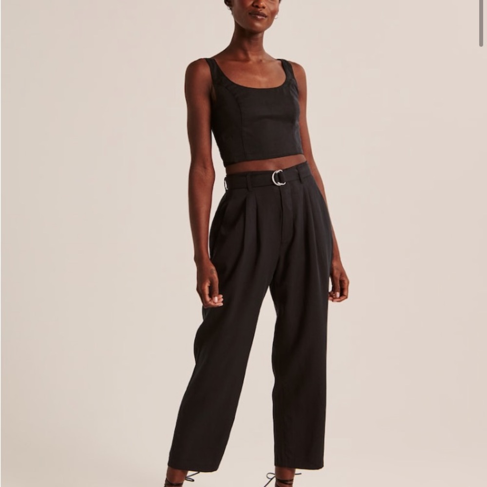 Abercrombie & Fitch Black Wide-Leg Trousers